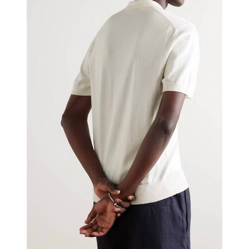 NEW ORLEBAR BROWN horton stripe cotton polo shirt - plus in white sand - Picture 4 of 6